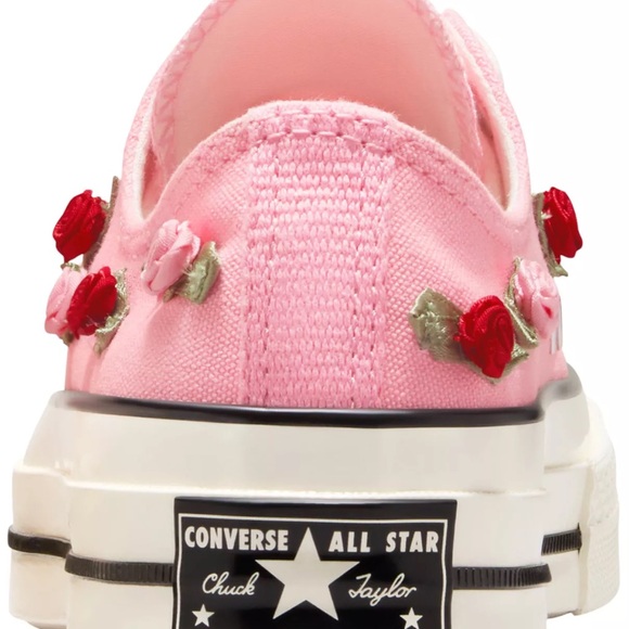 Pink Floral Women's Converse Chuck Low Top Sneakers - Picture 6 of 7